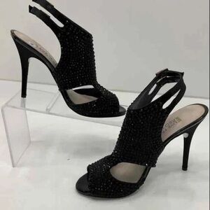 Elegant Black Beaded Women's Heels